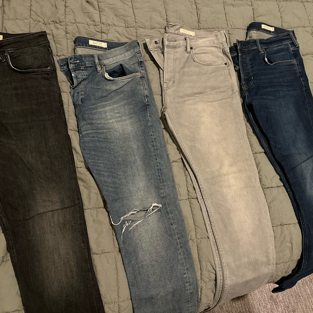 All Saints Blue Denim Jeans Men’s Cigarette size 34 4 pairs